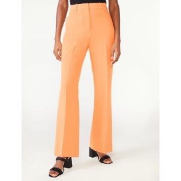 Scoop NYC Vibrant Orange Boot Cut Dress Pants with High-Waisted Design - Picture 1 of 10